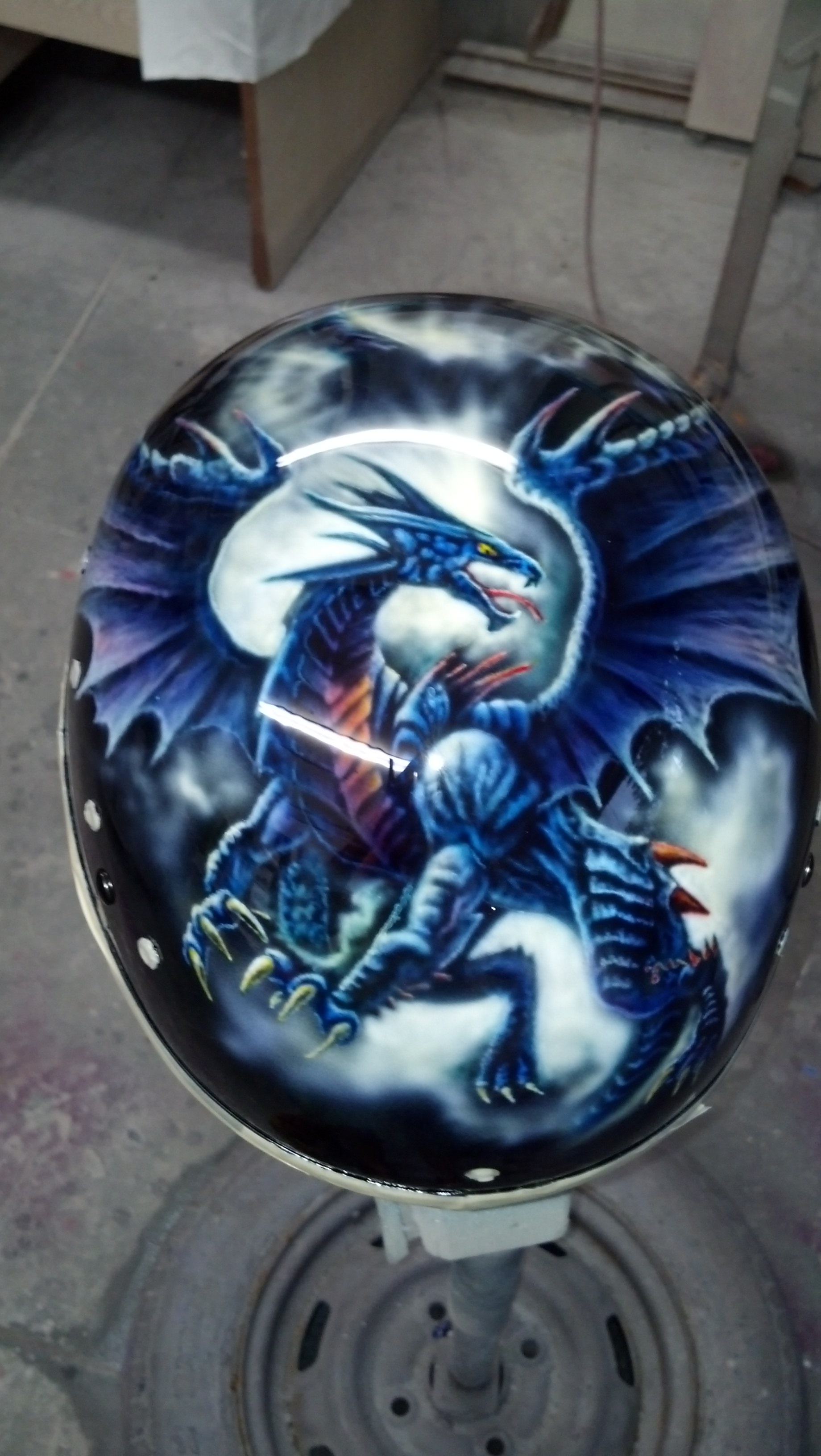 custom painted helmet with dragon