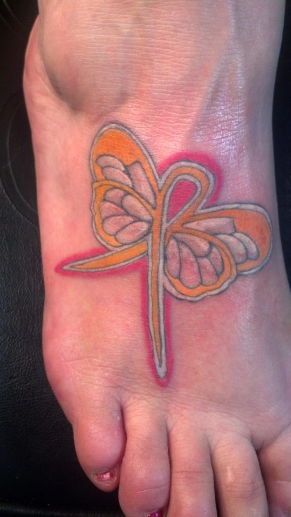 Cancer ribbon butterfly